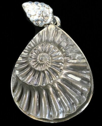 Pyrite Ammonite Fossil Pendant - Sterling Silver #37967